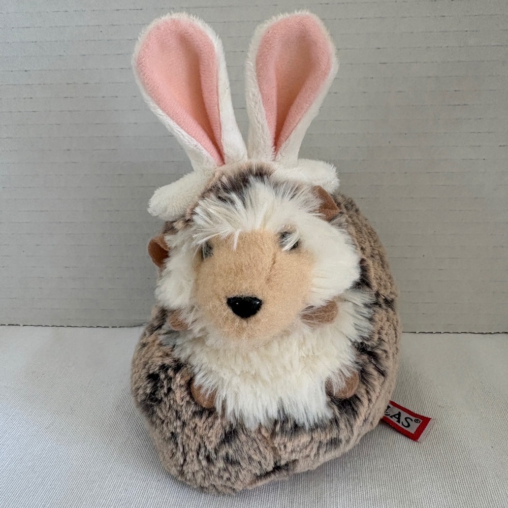 Douglas Cuddle Toys Hedgehog Plush Bunny Ears‎ Easter Stuffed Animal 4101S Brown